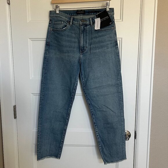 NWT Banana Republic High Rise Straight Ankle Jeans Raw Hem Medium Wash Size 29 - Picture 2 of 5